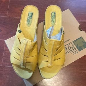 El Naturalista yellow leather cork wedges size 40